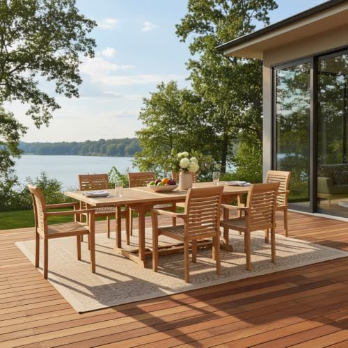 Teck'Attitude Table Extensible rectangulaire Teck Massif Milan 180/240 x100 cm