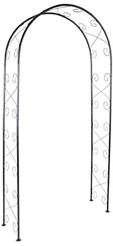 Nexos ZGE36116 Rosenbogen Torbogen Rankhilfe Pergola Spalier für Rosen Blumen im Garten Terrasse in schlichtem Design aus Metall 230 cm, schwarz