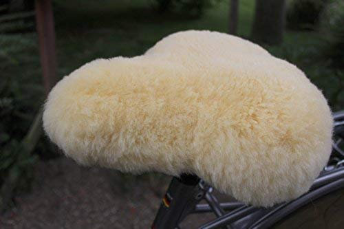 Schöner, echt Lammfell Sattelbezug für Ihren gängigen Fahrradsattel - Damensattel, Herrensattel, auch Gelsattel. Bitte Masse beachten!! - ungefärbtes Fell als Fahrradsattelbezug, Lammfellbezug
