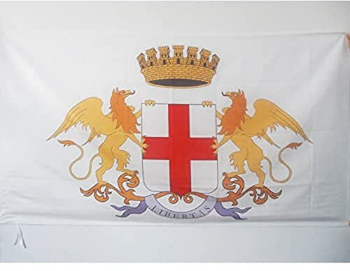AZ FLAG Bandiera Città di Genova con Stemma 90x60cm - Bandiera Genoa con Blasone 60 x 90 cm Foro per Asta