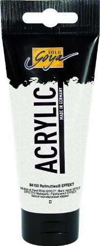 KREUL 84150 - Solo Goya Acrylic, 100 ml Tube, perlmuttweiß, cremige vielseitig einsetzbare Acrylfarbe in Studienqualität, auf Wasserbasis, schnell und matt trocknend, gut deckend, wasserfest