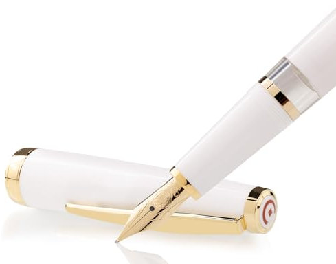 Cleo Skribent Kolbenfüllhalter Classic, weiß, Goldfeder, Feder:mittel (M)