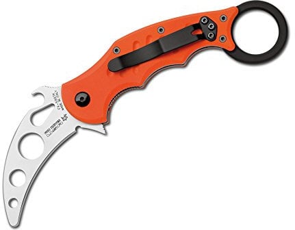 FKMD Unisex – Erwachsene Messer Small Folding Karambit Trainer Taschenmesser, orange, 17,5 cm