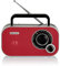 Roadstar TRA-2235RD Radio Portátil FM Analógica, Funciona a Red/Pilas, Toma de Auriculares, Transistor Pequeño y Ligero para Casa, Cocina, Altavoz 6.4W, Excelente Recepción, Rojo