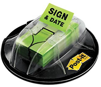 Post-it – Flaggen im Spender – Sign & Date, Bright Green – 200 Flaggen/Spender