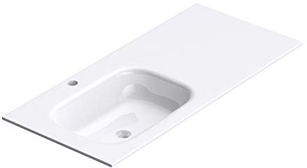 Mai & Mai lave mains blanc 100cm lavabo à encastrer en résine vasque rectangulaire sans trop-plein Col04 100x48x14cm