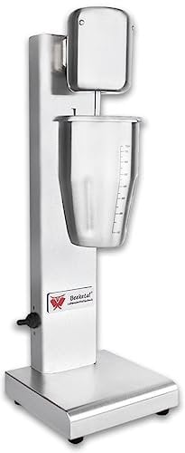 Beeketal 'BMS-1' Profi Gastro Milchshaker Mixer aus Edelstahl mit 2 Geschwindigkeitsstufen inkl. 2 Becher - Standmixer für cremige Milkshakes, Eiweißshakes, Cocktails, Frappes oder Smoothies