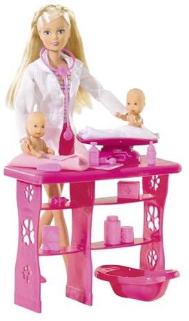 Simba 105732608 - Steffi Love Baby Doctor, Kinderärztin, mit 2 Babys, Behandlungstisch, Zubehör, Ankleidepuppe, 29cm, für Kinder ab 3 Jahren