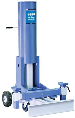 OTC 1590 10-Ton Air Lift Heavy Duty Portable Jack with Adjustable Lifting Saddles, Extra Wide Stance, 13 to 52 Lifting Range, and Automatic Mechanical Safety Catches