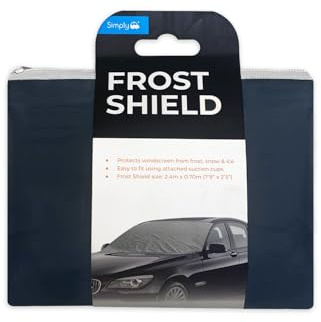 Simply FRO1 Standard Car Frost Protection and Sun Shield, Size 2.4m x 0.71m (7'9 x 2'3) Water-Resistant, Protects Windscreen from Frost, Snow, Sunlight, Rain, Bird Dropping, Dust & Ice, Universal Fit, Using Suction Cups, Durable & Lightweight