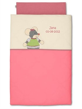 Babysutten Kinderbettwäsche mit Namen, Sterntaler, Maus Mathilda, 100/135 cm