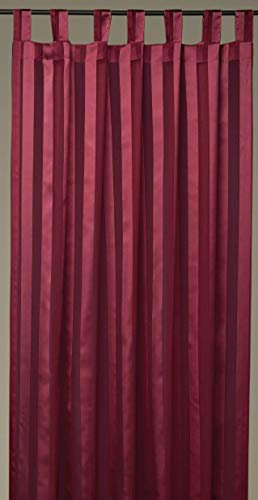 Dekoschal Gardine Vorhang Streifen halbtransparent Auswahl: Schlaufenschal 140x 175cm rot - Bordeaux