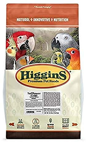 Higgins Safflower Gold Food For Parrots, 25-Pound