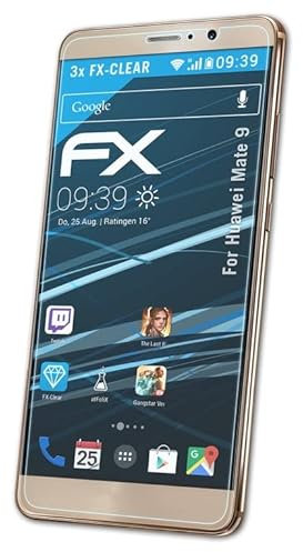 atFoliX Lámina Protectora de Pantalla compatible con Huawei Mate 9 Película Protectora, ultra transparente FX Protector Película (3X)