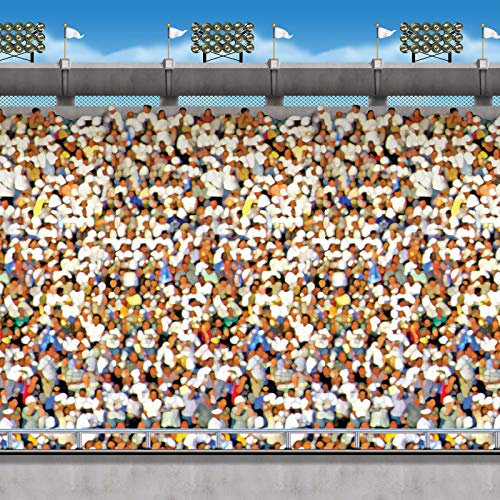 Beistle Upper Deck Stadion Hintergrund, 4' x 30' - Hintergrund für Partys, Fotohintergrund, einfach zu haftende Wandverkleidung, Fotografie-Hintergrund, Sport-Party-Dekoration, Spieltag-Dekoration