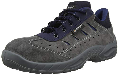 Base Protection B0163 Colosseum Low Safety Shoe Lace-Up Fastening | Grey, 10, S1P EN ISO 20345, Dual Density PU Sole, Leather Lined, Anti-Static Footwear, Slip Water Resistant, Steel Toe Cap