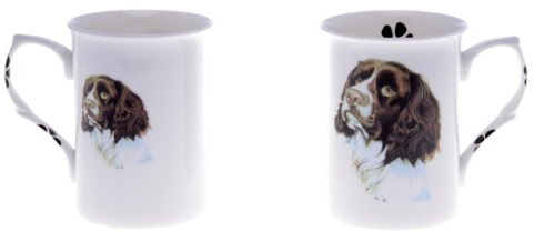 (BB62) Set of 2 Bone China BEAKERS/Mugs Springer Spaniel Liver and White Dog Presentation Gift Boxed- Lovely Gift, Kirsty Jayne China, Hand Decorated