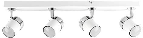 MiniSun | Modern 4 Way Straight Bar Ceiling Spotlight Fitting in a Gloss White Finish | Spotbars, Home Décor & Improvement Essential | Includes Bulb [6500K Colour Temperature]