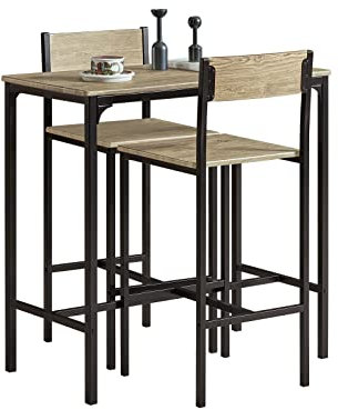 SoBuy Bar Set-1 Bar Table and 2 Stools Home Kitchen Restaurant Bar Set Furniture Dining Set OGT03-N