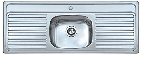 FITTINGSCO Stainless Steel Single Bowl & Double Drainer Kitchen Sink With 1 Or 2 Tap Holes