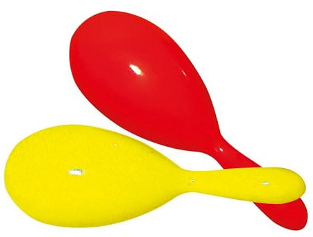P' Clown - 22430 – Maracas aus Kunststoff – 19 cm – 2 Stück – zufällige Farbe – Shaker – Rhythmusinstrument mit Schlagzeug – Zubehör für Karneval, Kostümparty, Show, Musical Animation, Tanz