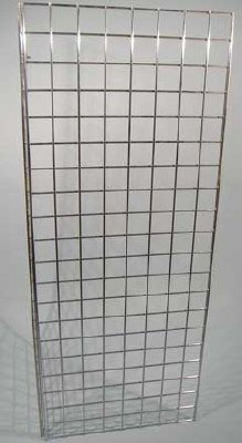 Gridwall Mesh Display Panel 2ft Wide x 6ft High Chrome Rack - Retail Shopfitting & Home Storage