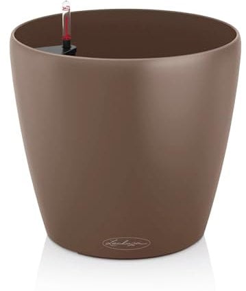 Lechuza - Classico, Vaso con Sistema di Auto-irrigazione, Colore: Marrone, 28 cm