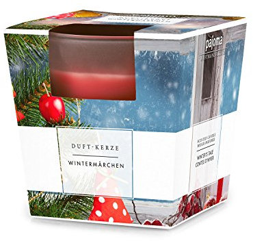 pajoma® Duftkerze, Wintermärchen - im satinierten Glas | 120g Wachsgewicht, Brenndauer: 25 Stunden, in edler Geschenkverpackung | Premium Qualität
