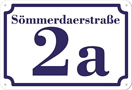weißes Hausnummer und Straße Schild 2mm Aluverbund, 1-2 Zahlen 20 x 17 cm individuell nach Ihren Wünschen selbst gestalten