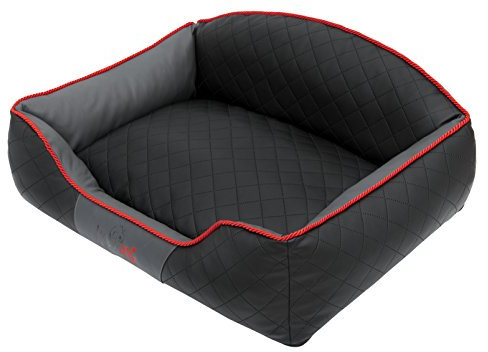 DOGGY Hobbydog XXLELICZG10 Hundebett/Sofa/Korb Elite mit Kunstleder, schwarz/Graphit, XXL, 110 x 85 x 30 cm