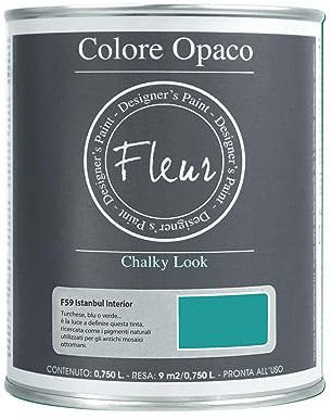 Fleur Paint 13409 - Pintura mineral (base agua, 750 ml) color Istambul interior