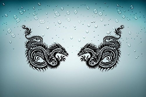 2X Adesivi Adesivo Sticker Moto Auto Biker Casco Tuning Drago Tribale Serpente B