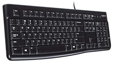 Logitech K120 Teclado con Cable Business para Windows, Tamaño Normal, Resistante a Líquido, Barra Espaciadora Curvada, PC/Portátil, Disposición QWERTY Español, color Negro