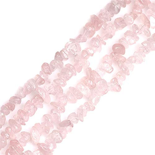 GEM-Inside Rose Quartz Chips 5-8mm Gemstone Semi Precious for Jewellery Making 34 per Strand