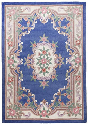 Teppich aus 100% Polyacryl; handgetuftet | Größe: 70 x 140 cm; Farbe: Blau | THEKO die markenteppiche - Ming