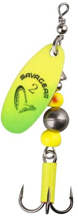 Savage Gear Caviar Spinner, Hechtköder, Angelköder, Kunstköder, Barschköder, Zanderköder, Köder für Hecht, Zander, Barsch, Forellenköder, Barschspinner, Forellenspinner, Hechtspinner, Farbe:Fluo Yellow / Chartreuse, Größe / Gewicht / Packungsinhalt:Gr. 4 / 18g