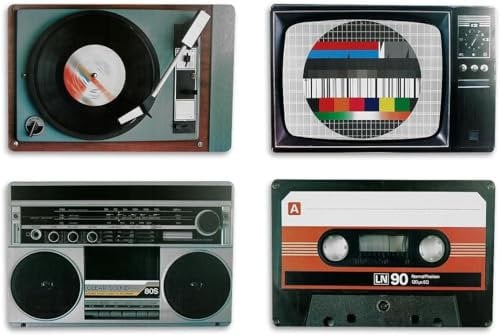 Out of the blue 4 Vintage-Tischsets/Thema TV-Sound 70er-80er Jahre/Maße: 43,5 x 28,5 cm