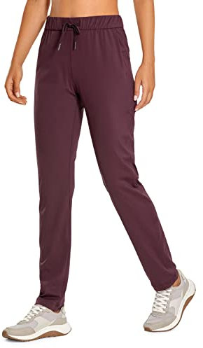 CRZ YOGA Damen Sport Sweathose - 79cm Tunnelzug Sporthose Jogginghose Running Jogger Hose mit Taschen Dunkelbraun 40