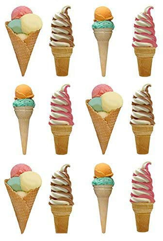 Pre-Cut Ice Cream Cones Edible Wafer/Rice Paper Cupcake Cake Dessert Toppers Birthday Summer Party Decorations