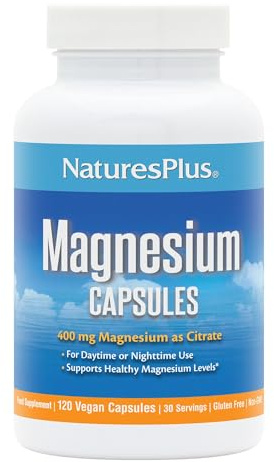 NaturesPlus Kalmassure Magnesium - 400 mg, 90 Vegan Capsules - Natural Stress Relief Supplement, Supports Nerve and Muscle Relaxation - Vegetarian, Gluten-Free - 30 Servings