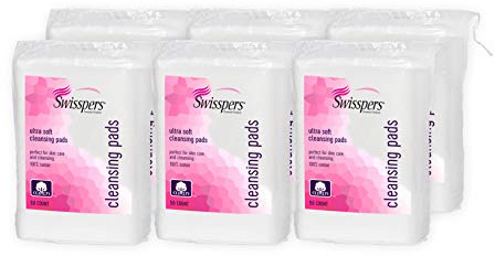 Swisspers Premium Facial Cleansing Pads, XL, White (Pack of 6)