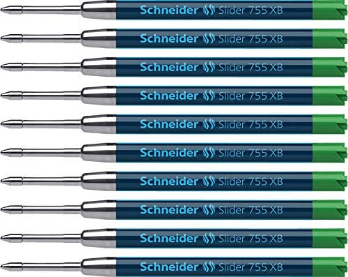 Schneider Slider 755 Kugelschreibermine (ViscoGlide-Technologie, dokumentenecht, XB=Extrabreit) 10er Packung, grün