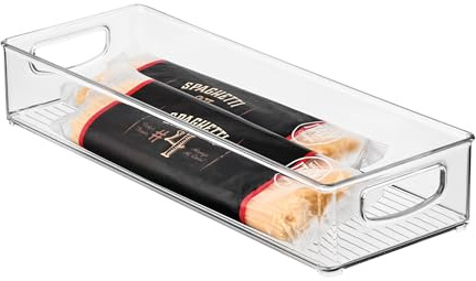 InterDesign Home Kitchen Organizer Bin for Pantry, Refrigerator, Freezer & Storage Cabinet 16 x 6 x 3, Clear