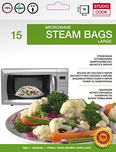 45 Sachets de Cuissons Vapeur pour Micro Ondes 25 X 26 CM - Taille Grande (3 x 15 pièces)