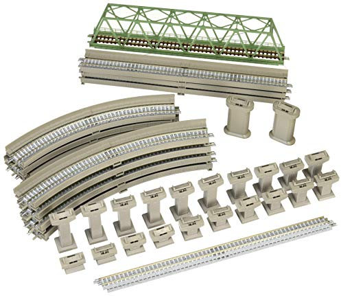 Tomytec 910275 Schienen-Startset, Oval, mitBrücke, One Size, grün