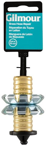 Gilmour 3/4 Brass Hose Clinch Mender, Heavy Duty Metal Water Hose Repair Kit, Garden Hose Repair Fitting