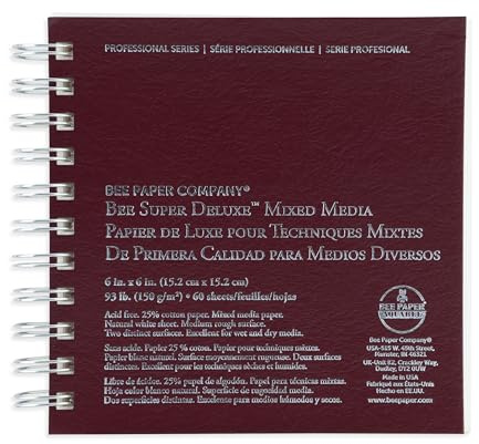 Bee Paper - 6x 6 Super Deluxe Mixed Media Sketching Pad, 60 Sheets