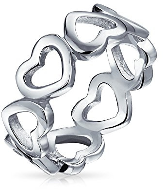 Bling Jewelry Personalisierter BFF Freundschaft Abwechselnd Romantisch Offen Umarmungen & Küsse Xo Herz Ewigkeitsring Versprechen Ring Für Frauen Jugendliche Freundin .925 Sterlingsilber Anpassbar