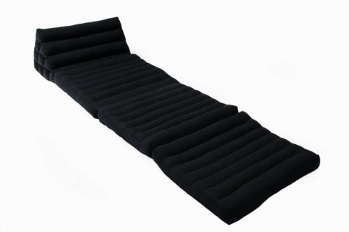 Handelsturm Thaikissen mit 3 Auflagen 170x50x8cm – Dreieckskissen, Keilkissen & Rückenkissen faltbar, Kapok Füllung, handgefertigt, Meditationskissen (Schwarz)