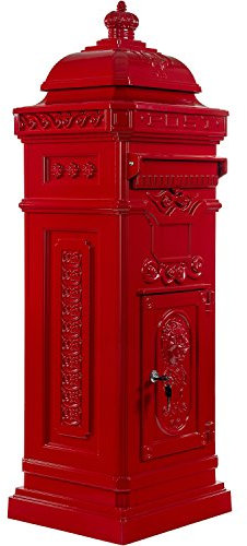 STILISTA Antiker Standbriefkasten 102 cm, Aluminium, Farbwahl, Rot